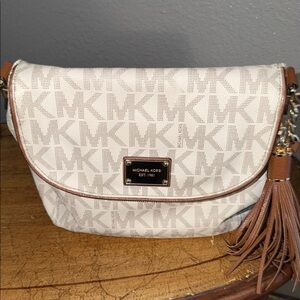 Michael Kors Cream and Brown Crossbody Bag